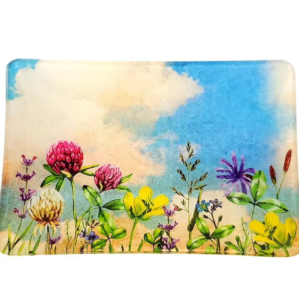 Michel Design Works Floral Soap Dish Trinket Tray Botanical 5.5x3.75